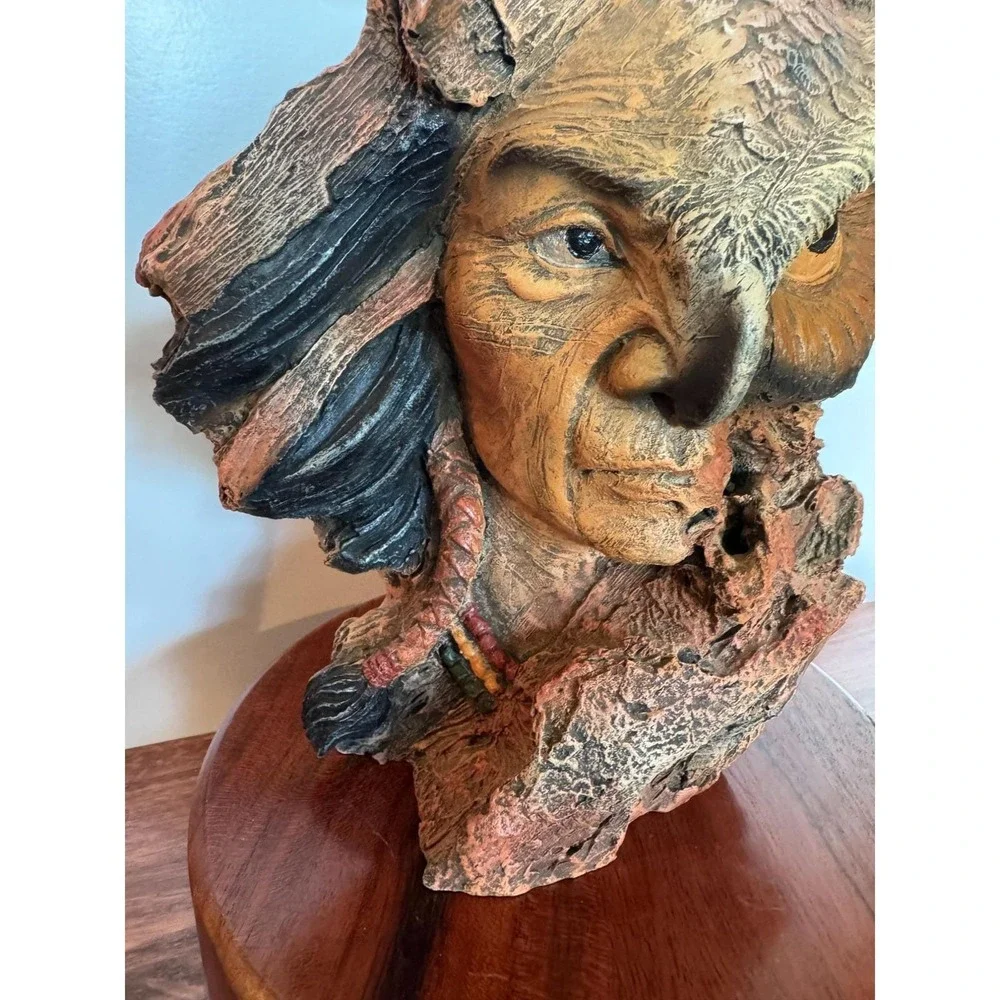 Vintage Owl Elder Spirit Figurine Rustic Southwestern Resin Bust Woodland Wisdom